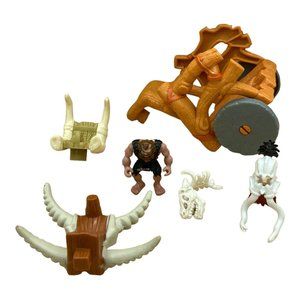 Imaginex Lot 6 Caveman Figure Wagon Horns Parts